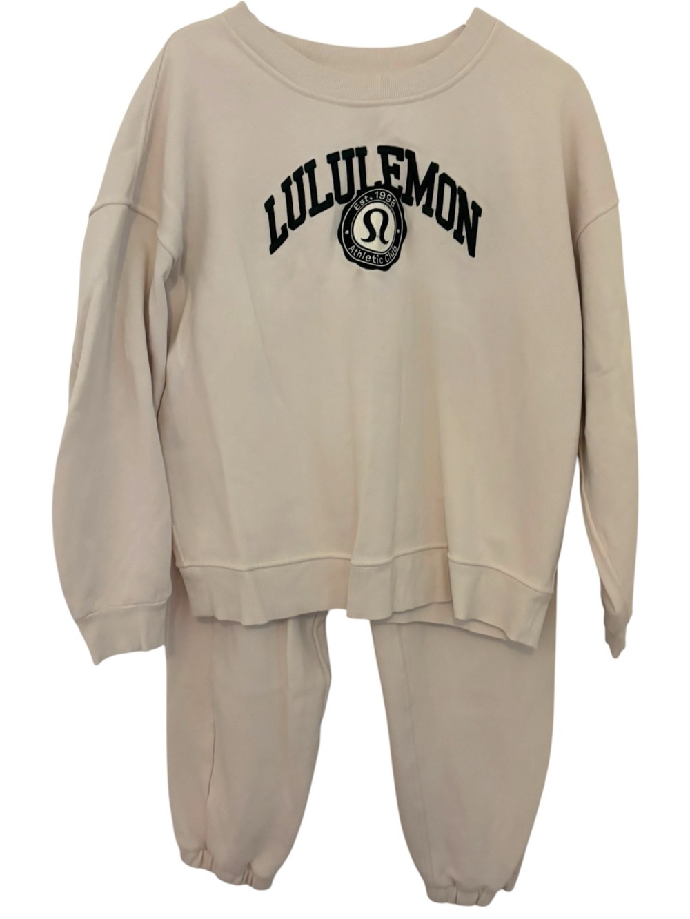Lululemon Athletic Club Set Small Perfectly Oversized Crew Scuba Joggers Ivory